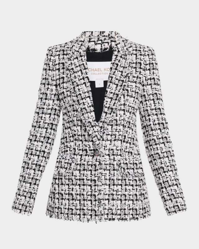 Eyelash Tweed Single-Breasted Blazer